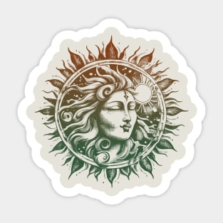 Sun Face Mandala-Style Fantasy Nature Earth Mother for Women Sticker